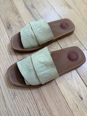 Chloe Women’s Woody Sandal - Aloe - EU 37 / US 6 - Like New